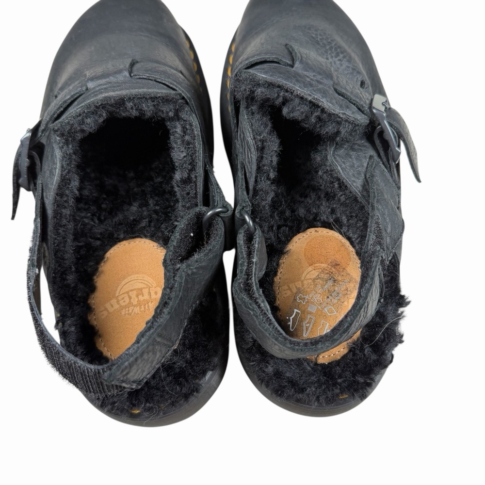 Dr Martens Jorge II Black Faux Fur Sling Back Mules Shoes Men's Sz 10 - Picture 2 of 9